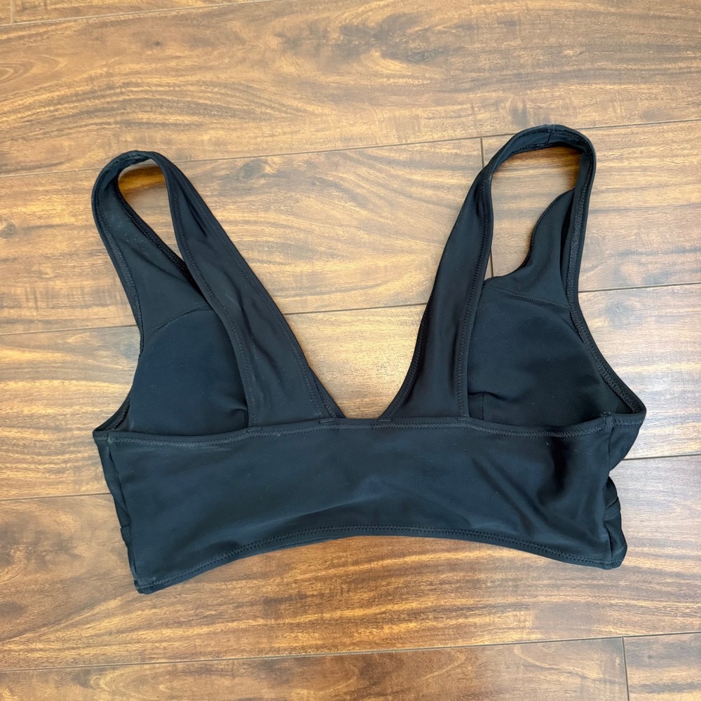 Old Navy Black Plunge‎ Bikini Top Womens Large V-Neck Wide Strap Swim Top L - Picture 3 of 6